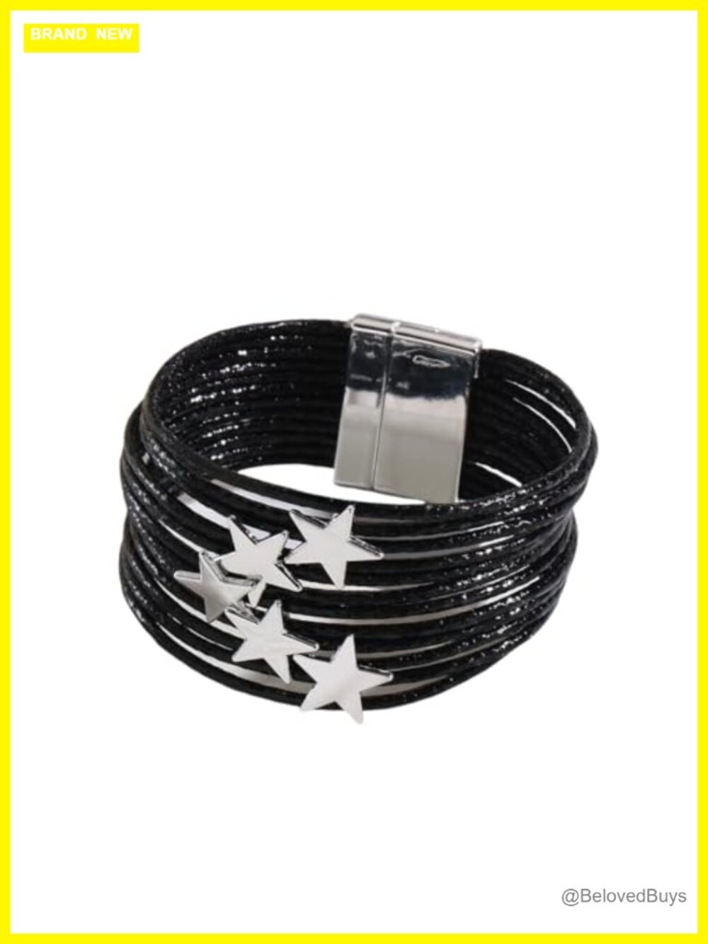 Leather Alloy Multi-Layer Star Bangle Bracelet Punk Grunge Y2K